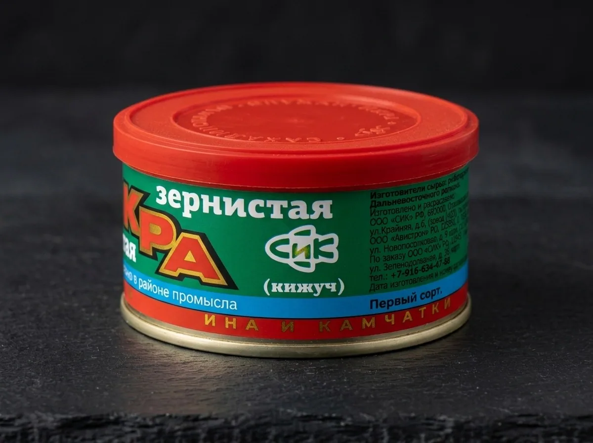 Банка натуральной красной икры кижуча
