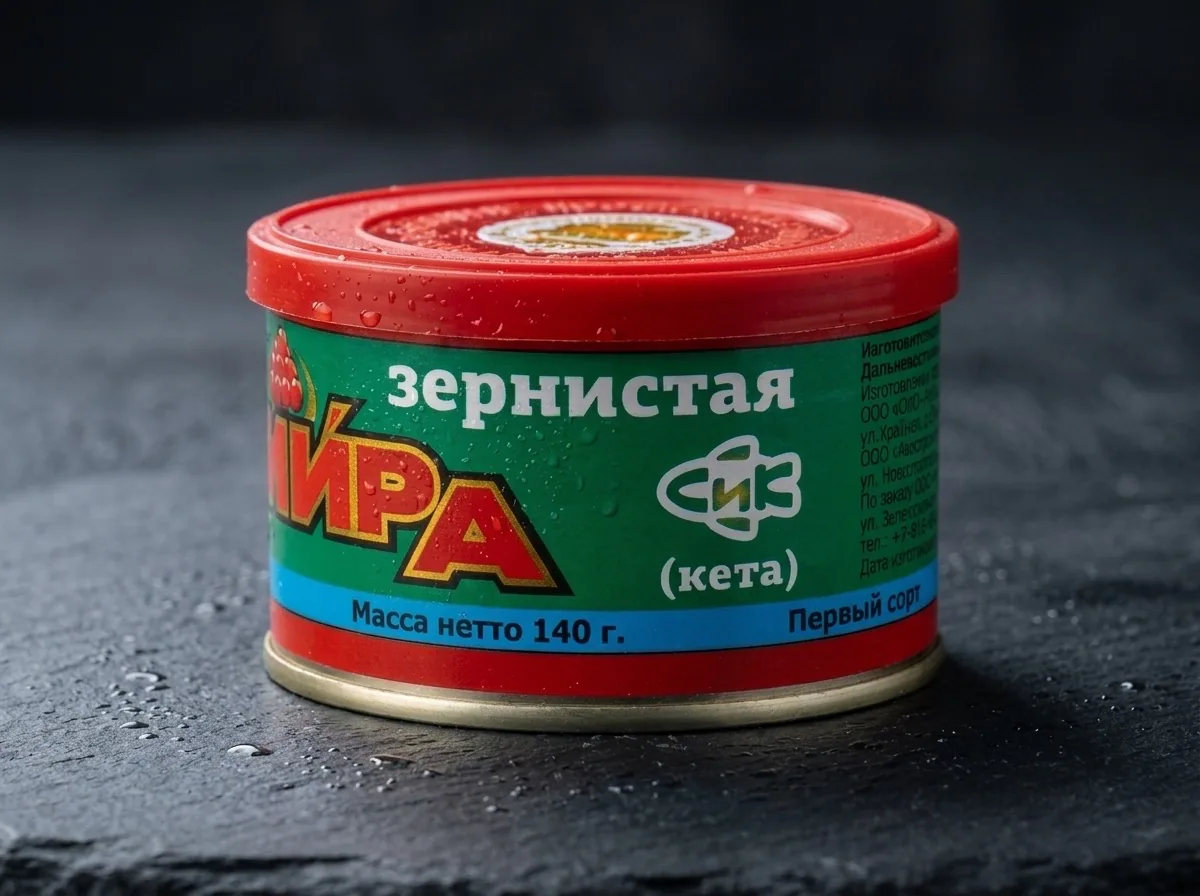 Банка натуральной красной икры кеты